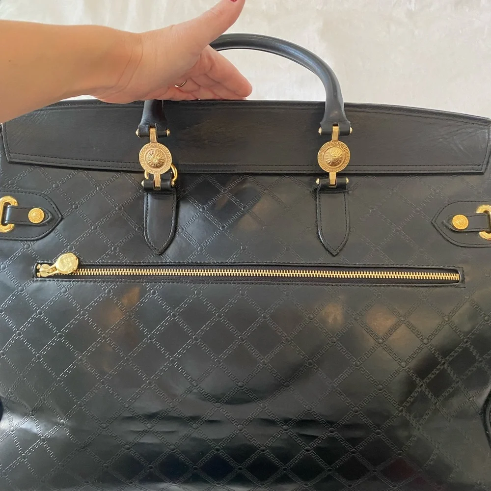 Gianni Versace Medusa quilted black leather Birkin-style Bag Travel Satchel - Picture 11 of 16